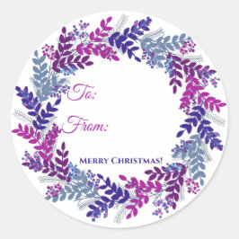 Adesivo Redondo Púrpura Berry Wreath Christmas Sticker
