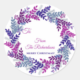 Adesivo Redondo Púrpura Berry Wreath Name