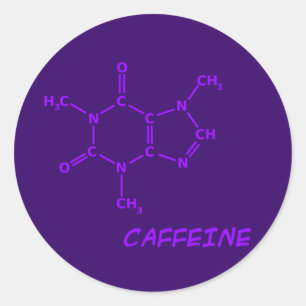 Adesivo Redondo Púrpura Cafeine Molecule Sticker