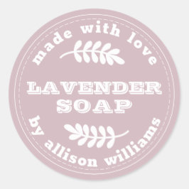Adesivo Redondo Púrpura de Sabão de Lavanda Personalizada