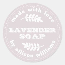 Adesivo Redondo Púrpura de Sabão de Lavanda Personalizada