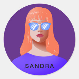 Adesivo Redondo Púrpura e mulher clássica