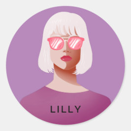Adesivo Redondo Púrpura e mulher clássica
