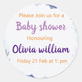 Adesivo Redondo Púrpura e pó Blue Baby Bloom