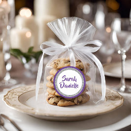 Adesivo Redondo Púrpura e Púrpura da Loteria e Vinheta de Nome Pra