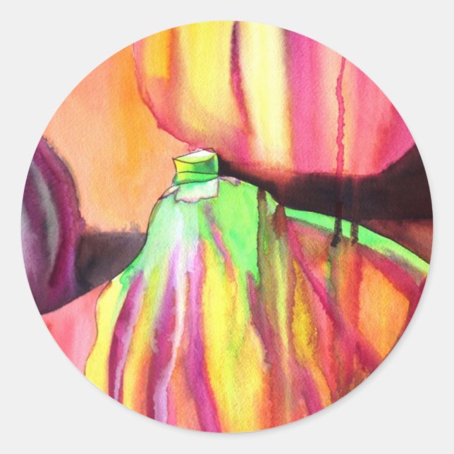 Adesivo Redondo Púrpura Figos originais pintura à água (Frente)