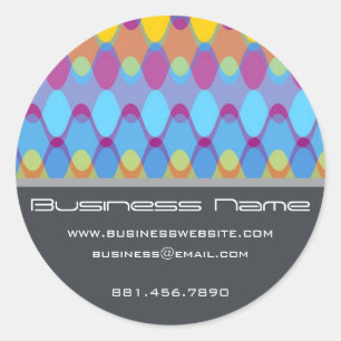 Adesivo Redondo Púrpura Groovy Zig Zag Onda Padrão Chevron