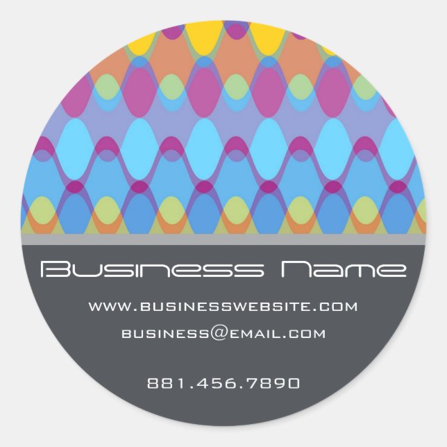 Adesivo Redondo Púrpura Groovy Zig Zag Onda Padrão Chevron (Frente)