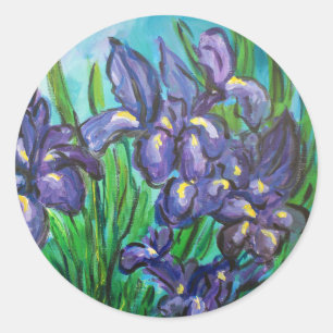 Adesivo Redondo Púrpura Irisa Pasta Decalcada de Pintura de Flor