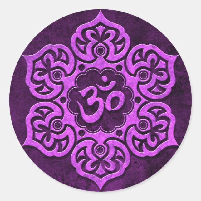 Adesivo Redondo Púrpura Pedra Floral Om (Frente)