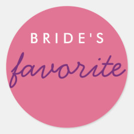 Adesivo Redondo Púrpura rosa favorita da noiva personalizada