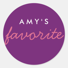 Adesivo Redondo Púrpura Rosa Favorita Personalizada