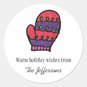 Adesivo Redondo Púrpura Rosa Mitten