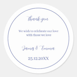 Adesivo Redondo Púrpura Simples de Casamento Personalizado