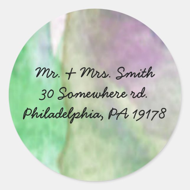 Adesivo Redondo Púrpura Tulipas Flor Vinheta de Resposta (Frente)