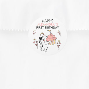 Adesivo Redondo Purr-fect First Birthday Kitten