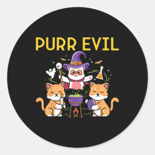 Adesivo Redondo Purr Mau Halloween Cats Bruxas Bruxas Felizes