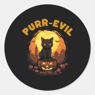 Adesivo Redondo Purr-Mau Haunted Cat Halloween