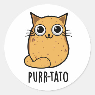 Adesivo Redondo Purr-tato Funny Cat Batata Pun