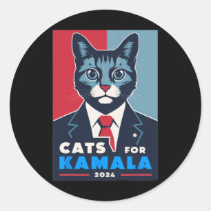 Adesivo Redondo Purrfect Cats For Kamala Harris 2024 Presidente