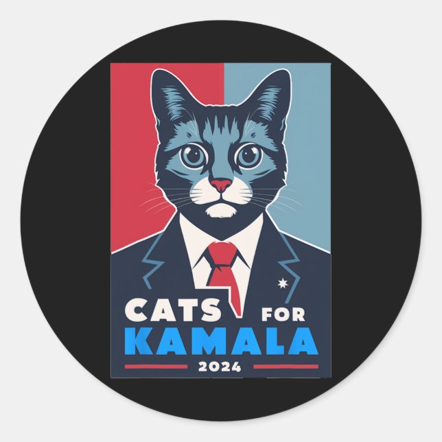 Adesivo Redondo Purrfect Cats For Kamala Harris 2024 Presidente (Frente)
