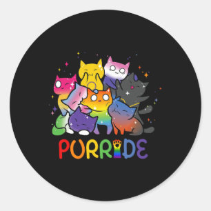 Adesivo Redondo Purride Cat Pride Ally Lgbt Amantes de os animais