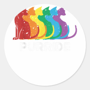 Adesivo Redondo Purride Cat Pride Ally LGBT Community Rainbow Prid