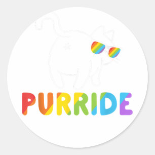 Adesivo Redondo Purride Shirt Engraçado Gato Gay LGBT Orgulho Mulh