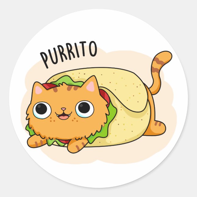 Adesivo Redondo Purrito Funny Cat Burrito Pun (Frente)