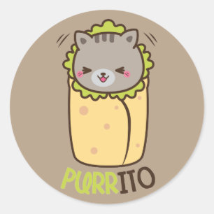Adesivo Redondo Purrito Kitty Cat Burrito