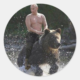 Adesivo Redondo Putin anda com um urso!