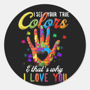 Adesivo Redondo Puzzle World Autism Awareness Month See Your True