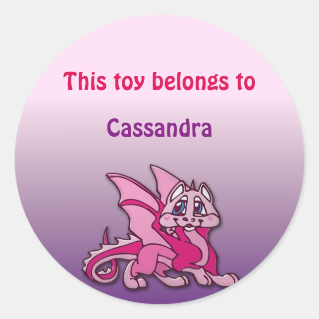 Adesivo Redondo Pynky, o dragão (Frente)