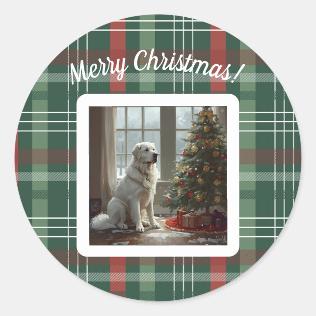 Adesivo Redondo Pyrenees Christmas Round Stickers (Frente)