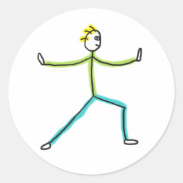 Adesivo Redondo Qigong Stickman