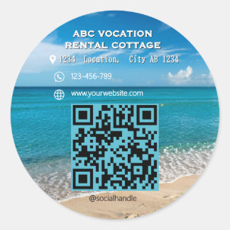 Adesivo Redondo QR Code Beach Elegant Spa Viagem