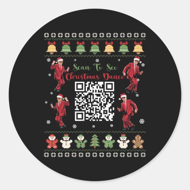 Adesivo Redondo Qr Trump Dance Code Presidente Dance Code Natal (Frente)