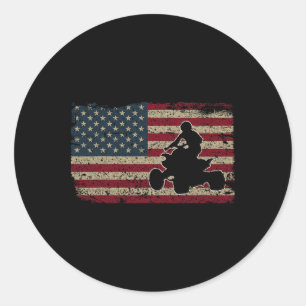 Adesivo Redondo Quad Biker America Flag Gift I Atv Four Wheeler Qu