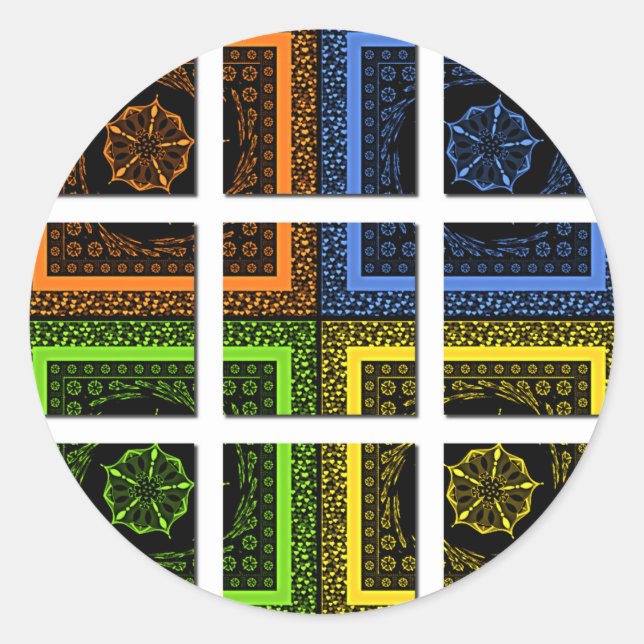 Adesivo Redondo Quadrado em uma caixa (Frente)