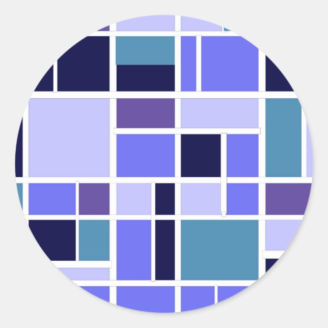 Adesivo Redondo Quadrados Azuis Modernos (Frente)