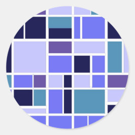 Adesivo Redondo Quadrados Azuis Modernos