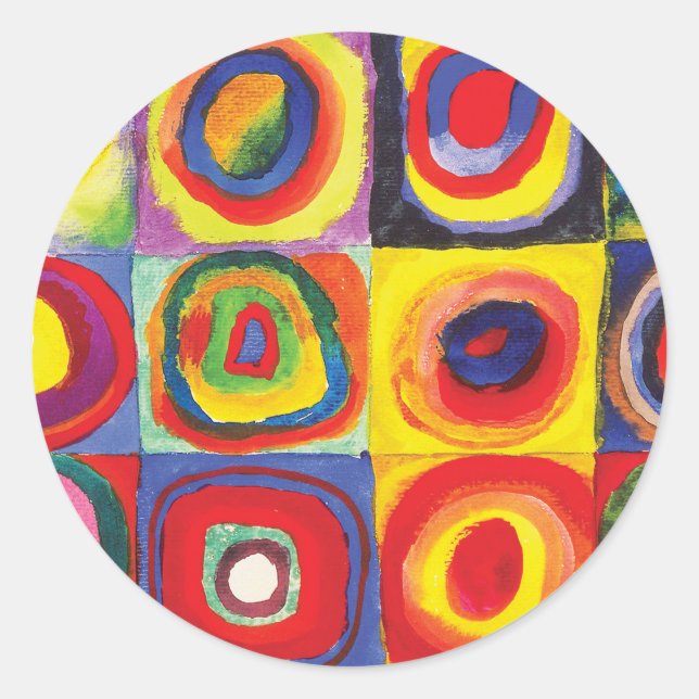 Adesivo Redondo Quadrados com Círculos Concentrados Hiroaki Takaha (Frente)