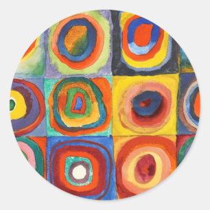 Adesivo Redondo Quadrados com Círculos Concentrados por Kandinsky