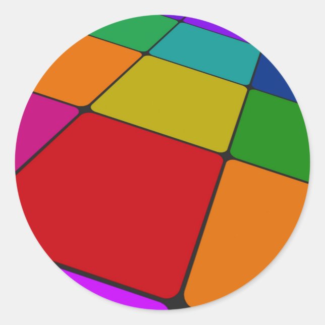 Adesivo Redondo Quadrados de cores (Frente)