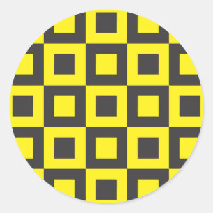 Adesivo Redondo quadrados pretos e amarelos sem costura, em quadra