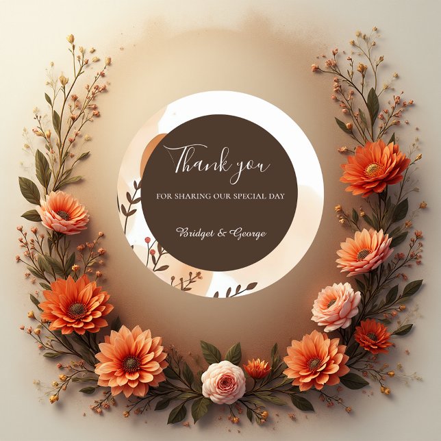 Adesivo Redondo Quadro de Aquarela de Pêssego Elegante (Criador carregado)