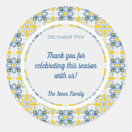 Adesivo Redondo Quadro de azulejos bonito portugueses para o Natal