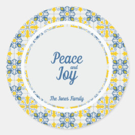 Adesivo Redondo Quadro de azulejos bonito portugueses para o Natal