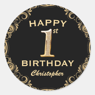 Adesivo Redondo Quadro de brilho preto e Dourado do Partido do pri