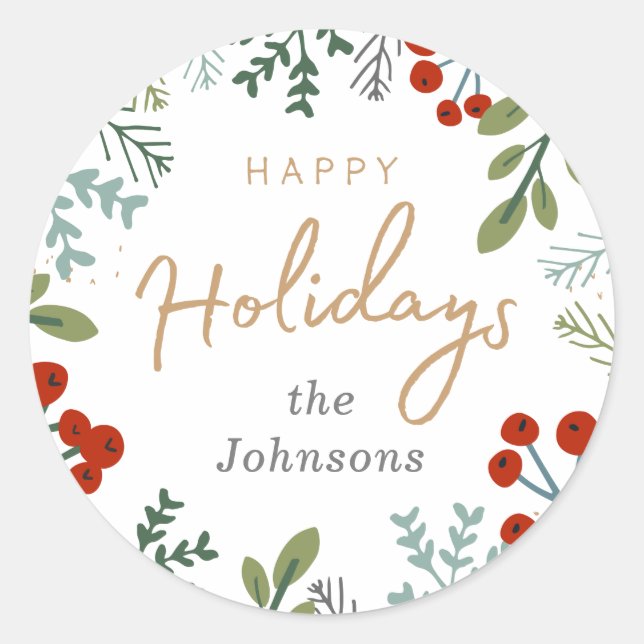 Adesivo Redondo Quadro de Férias Festivas (Frente)